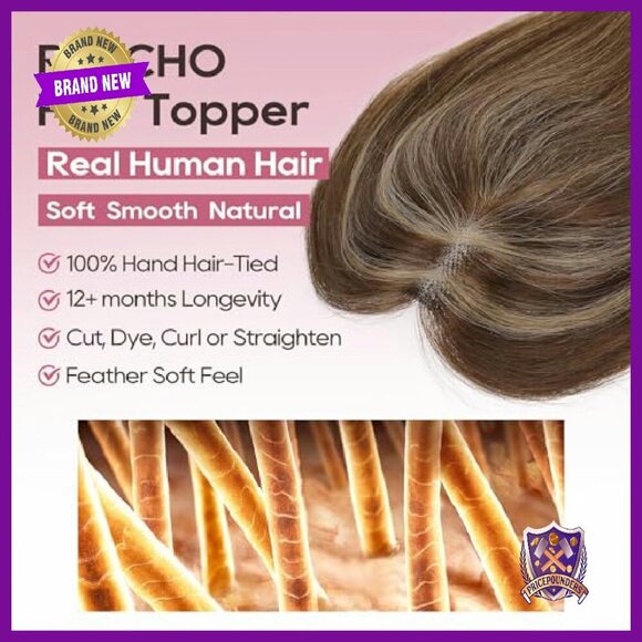 10-Inch Human Hair Topper with Bangs, Seamless Clip-In Extension main image 7